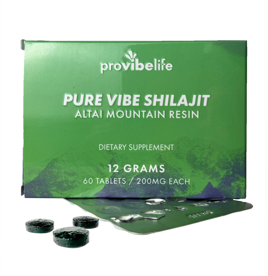 PURE VIBE Shilajit Tablets - 89% fulvic substances (12g, 24g, 48g)